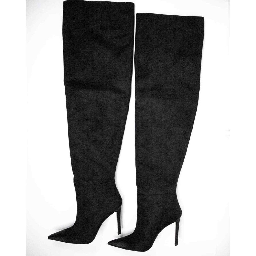 GOOD AMERICAN | BLACK SUEDE THIGH HIGH BOOT | Black | W6.5/7 | NIB